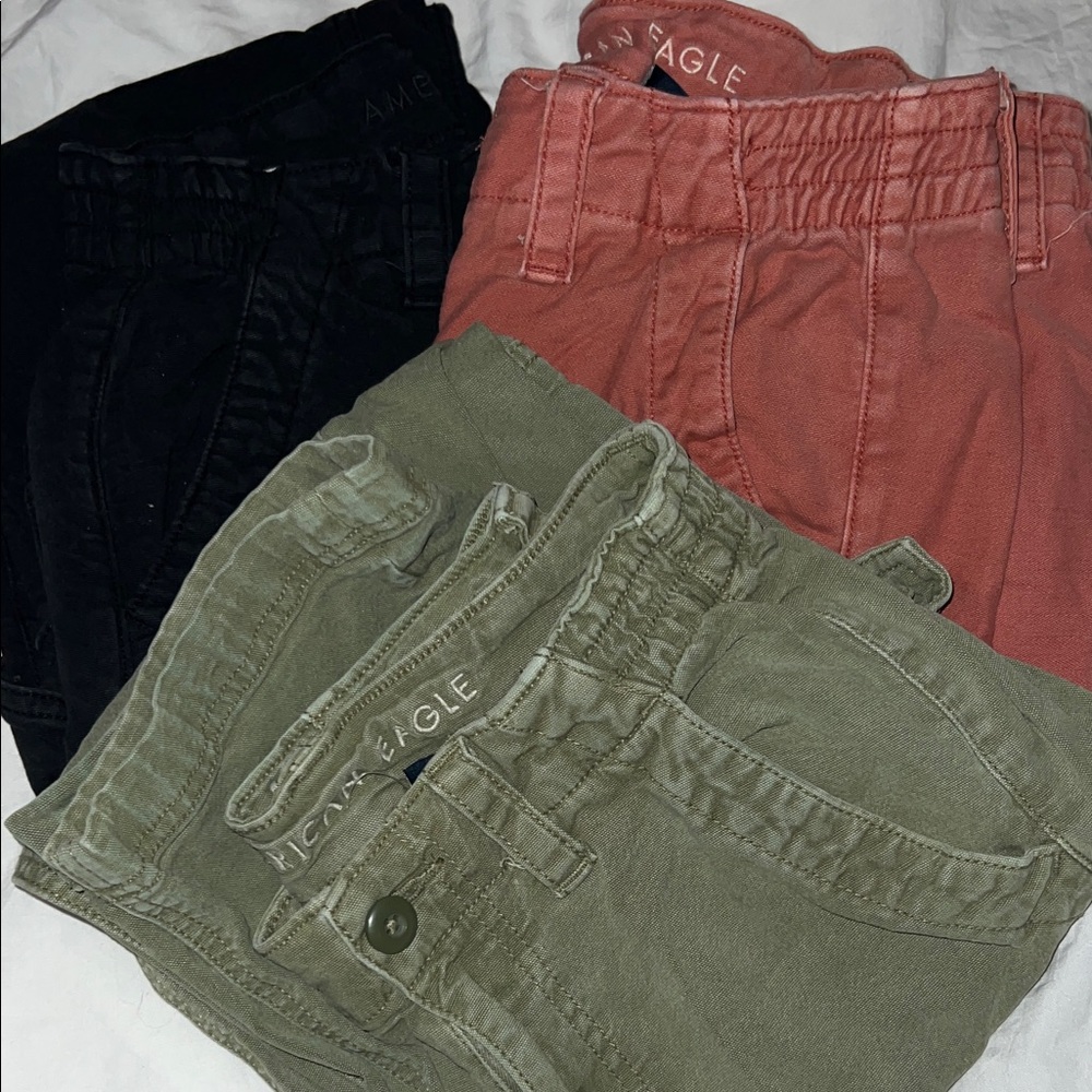 American Eagle Cargo pants Trio - Navy, Pink, Green